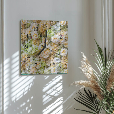 Square kitchen clock Elegant flowers