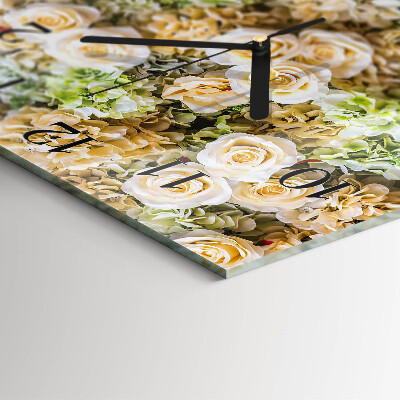 Square kitchen clock Elegant flowers
