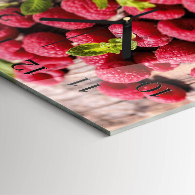 Glass clock square Raspberries