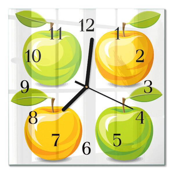 Square kitchen clock Apples