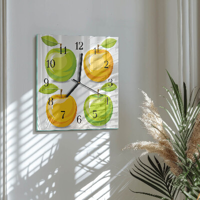 Square kitchen clock Apples