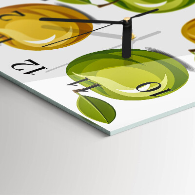 Square kitchen clock Apples