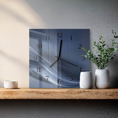 Glass clock square Blue waves