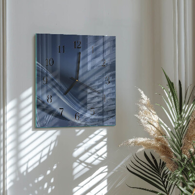 Glass clock square Blue waves