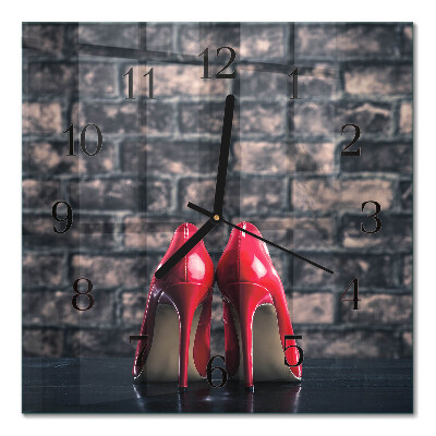 Square wall clock Red high heels
