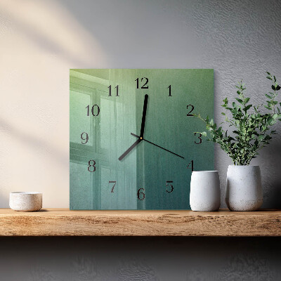 Glass wall clock square Green gradient