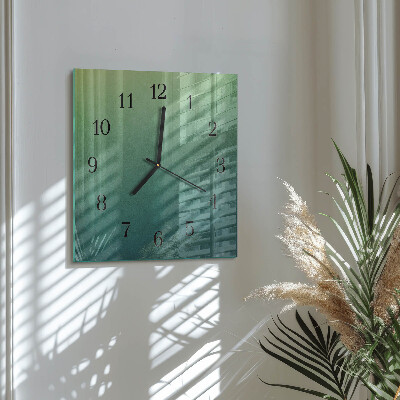Glass wall clock square Green gradient