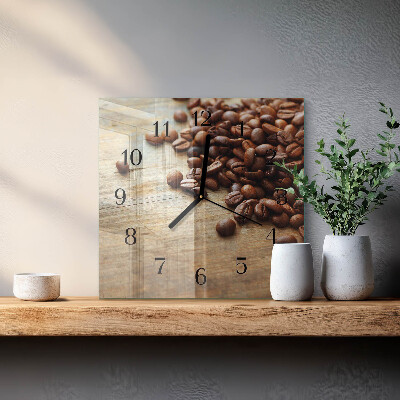 Glass wall clock square Coffee beans