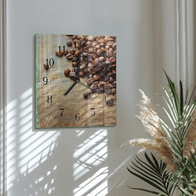 Glass wall clock square Coffee beans