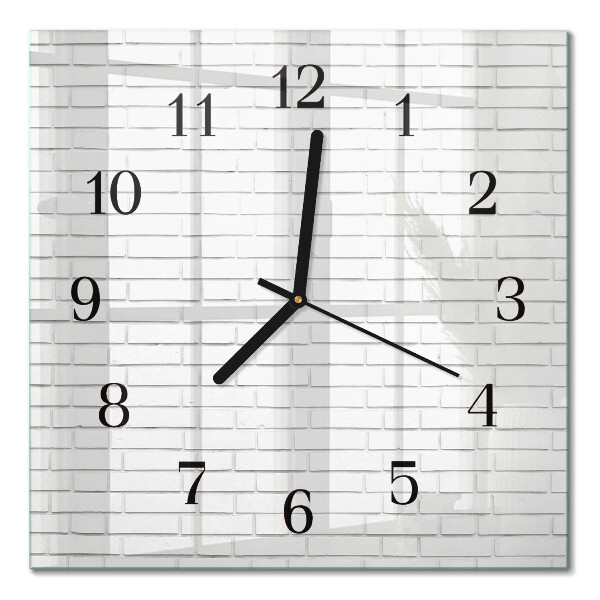 Glass wall clock square Brick wall