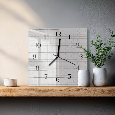 Glass wall clock square Brick wall
