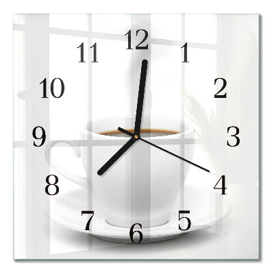 Square kitchen clock A cup of coffee