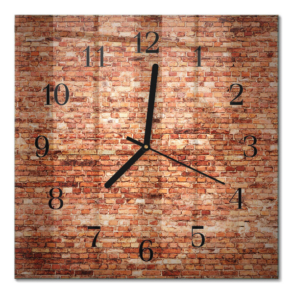 Glass clock square Brick wall
