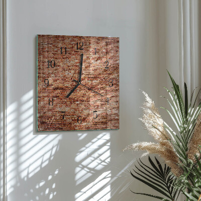 Glass clock square Brick wall