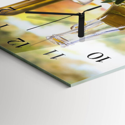 Glass wall clock square Olive oil