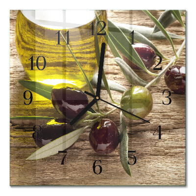 Glass clock square Olive oil