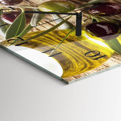Glass clock square Olive oil