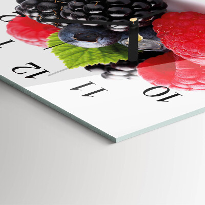 Glass wall clock square Berries