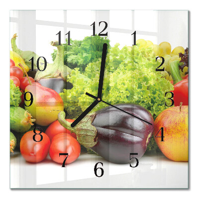 Glass clock square Vegetables