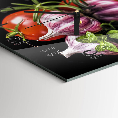 Glass wall clock square Tomato garlic
