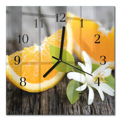Glass clock square Citrus