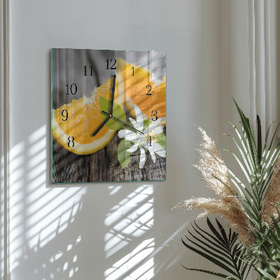 Glass clock square Citrus