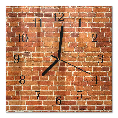 Glass wall clock square Brick wall