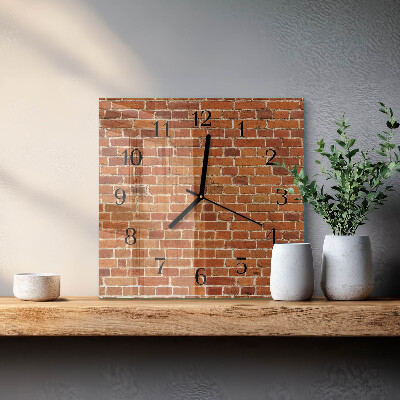 Glass wall clock square Brick wall