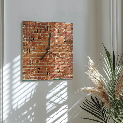 Glass wall clock square Brick wall