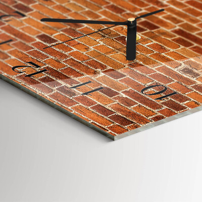 Glass wall clock square Brick wall