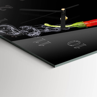 Glass clock square Chili pepper