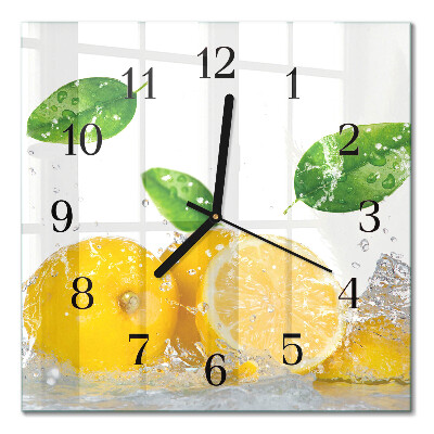Glass wall clock square Citrus