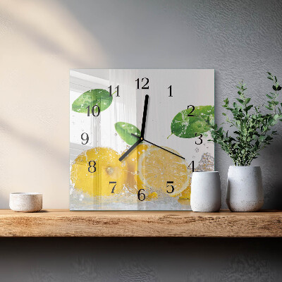 Glass wall clock square Citrus