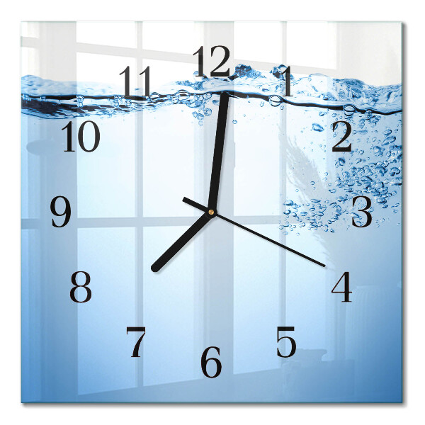 Glass wall clock square Water