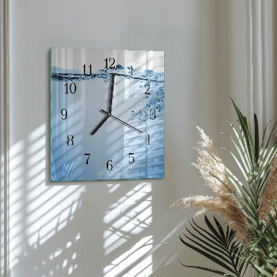 Glass wall clock square Water