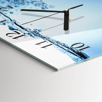 Glass wall clock square Water