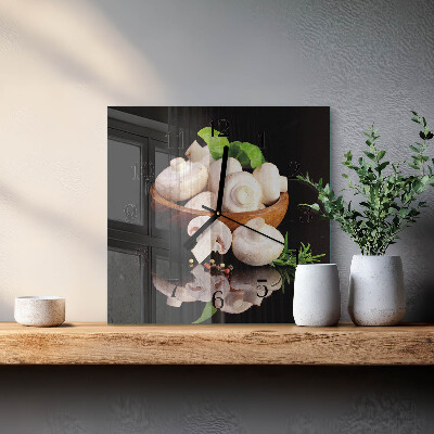 Square kitchen clock Mushrooms