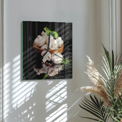 Square kitchen clock Mushrooms