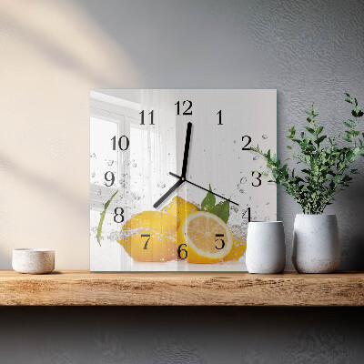 Square kitchen clock Lemons