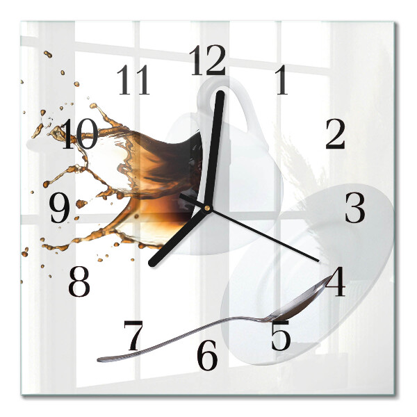 Glass clock square A cup of coffee
