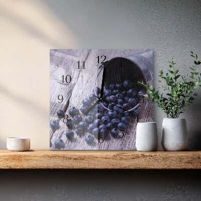 Glass wall clock square Berries