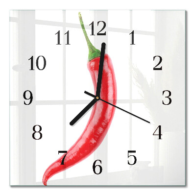 Square kitchen clock Chili pepper