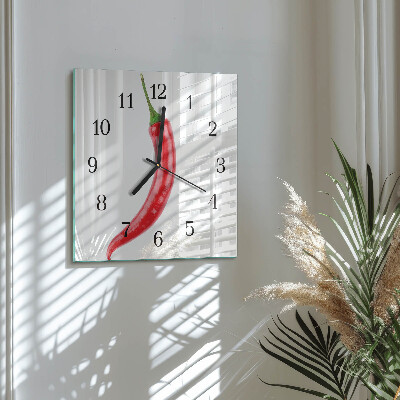 Square kitchen clock Chili pepper