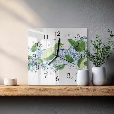 Glass clock square Limes