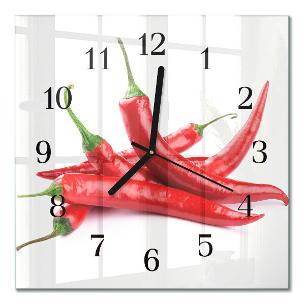 Square wall clock Chili peppers