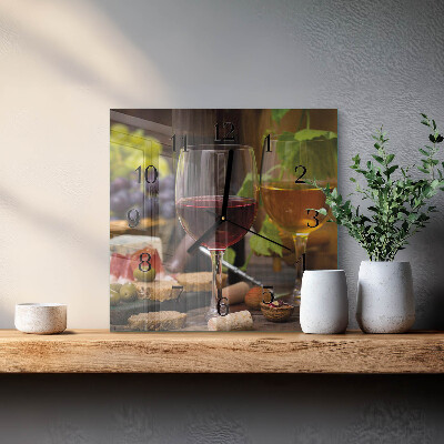Glass wall clock square A glass of wine