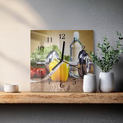 Glass wall clock square Pepper
