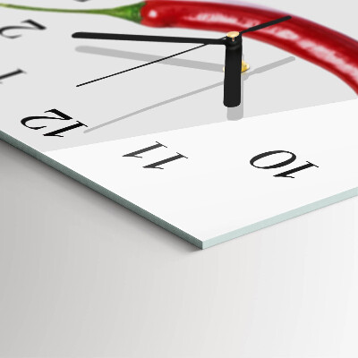 Glass clock square Chili pepper