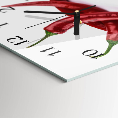 Glass wall clock square Chili peppers