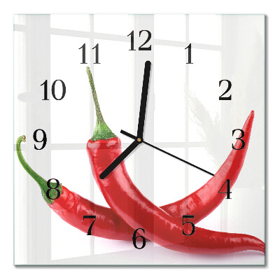 Square wall clock Chili peppers